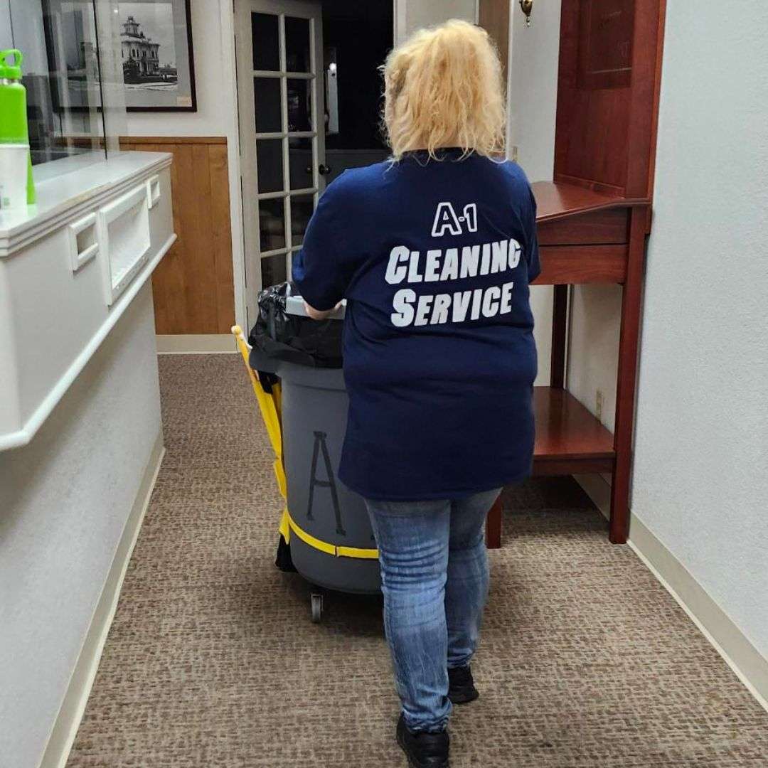 Commercial Janitorial Service in Progress Humboldt County A1 Cleaning Service Llc Commercial janitorial service in progress using professional cleaning equipment at a business facility in Humboldt County