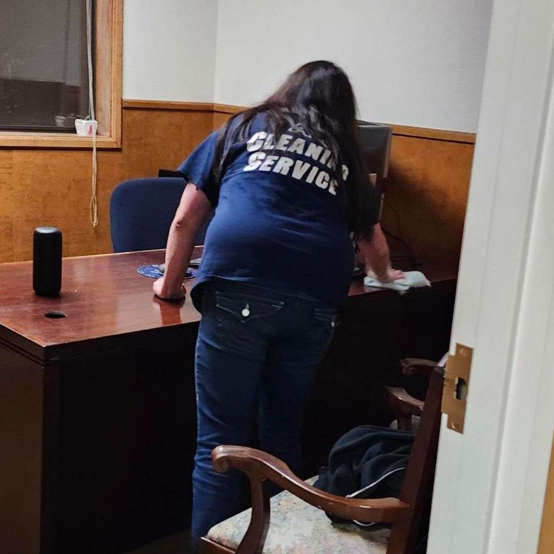 Commercial janitorial service performing routine office cleaning at a business facility in Humboldt County