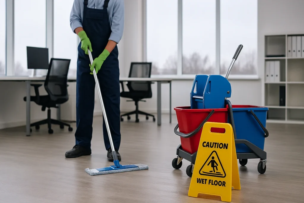 Janitorial Service Commercial Cleaning for Humboldt County Businesses A1 Cleaning Service Llc Professional janitorial service performing commercial cleaning in a modern office setting in Humboldt County