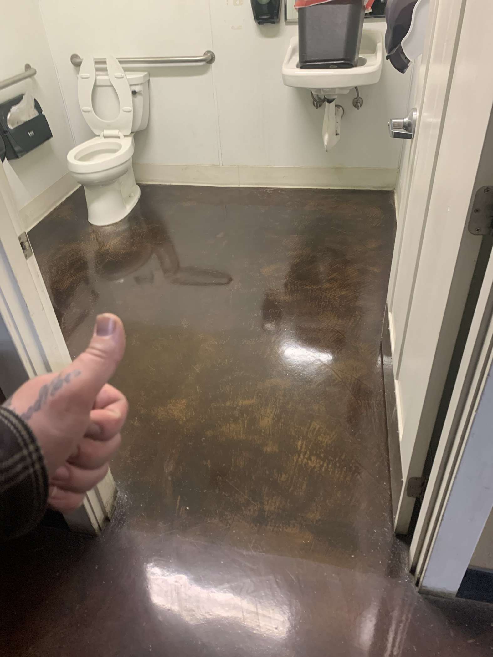 Commercial bathroom floor waxing and maintenance by A-1 Cleaning Service, Eureka CA
